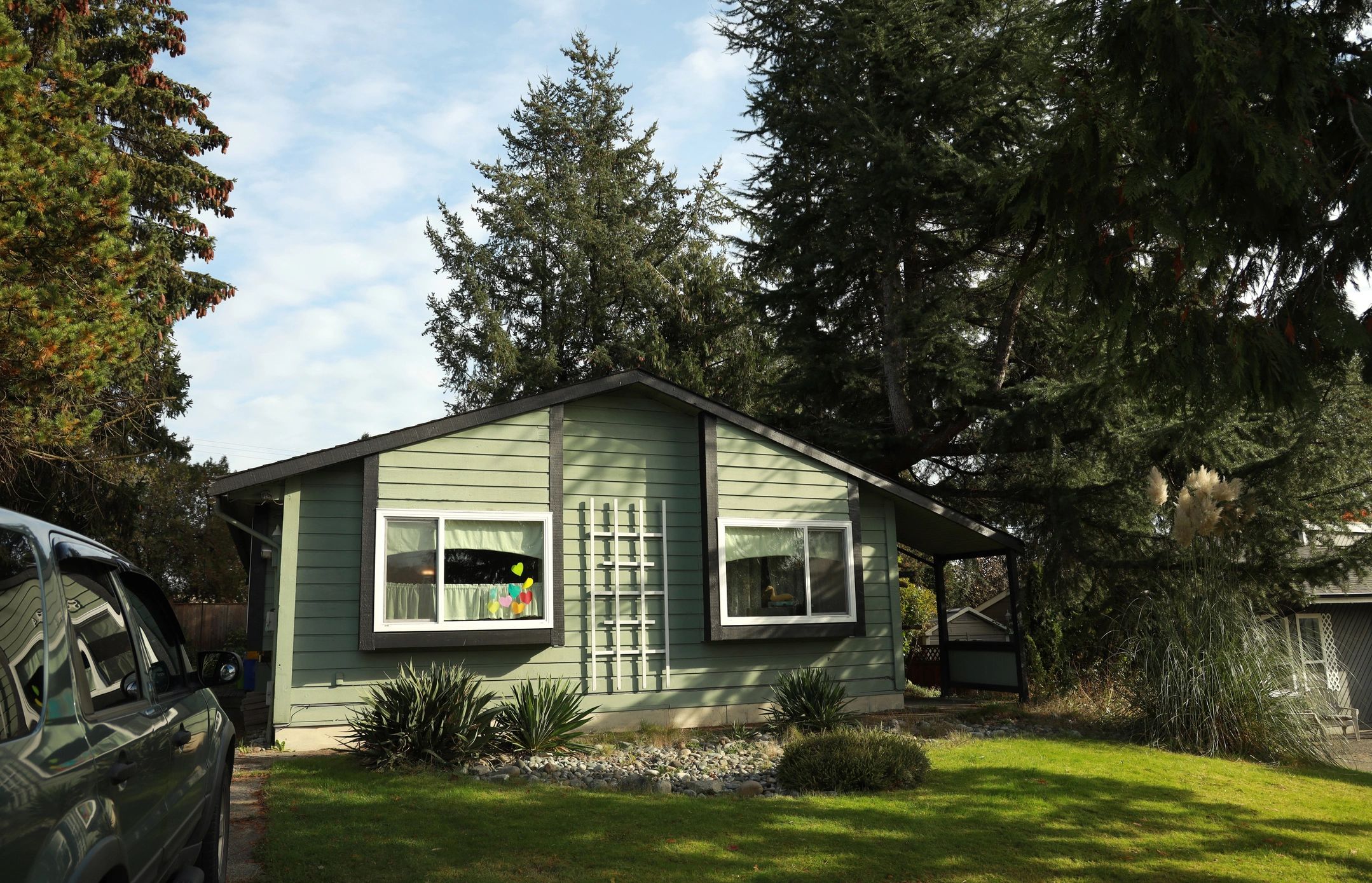 Single-story home with visible front windows